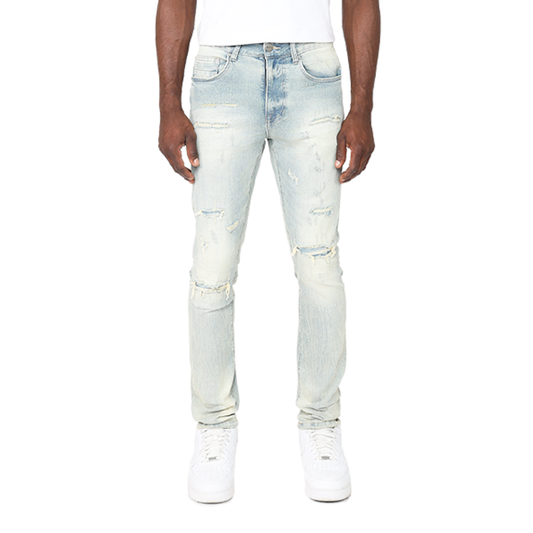 SMOKE RISE Super Skinny Distressed Rip and Repair Jeans