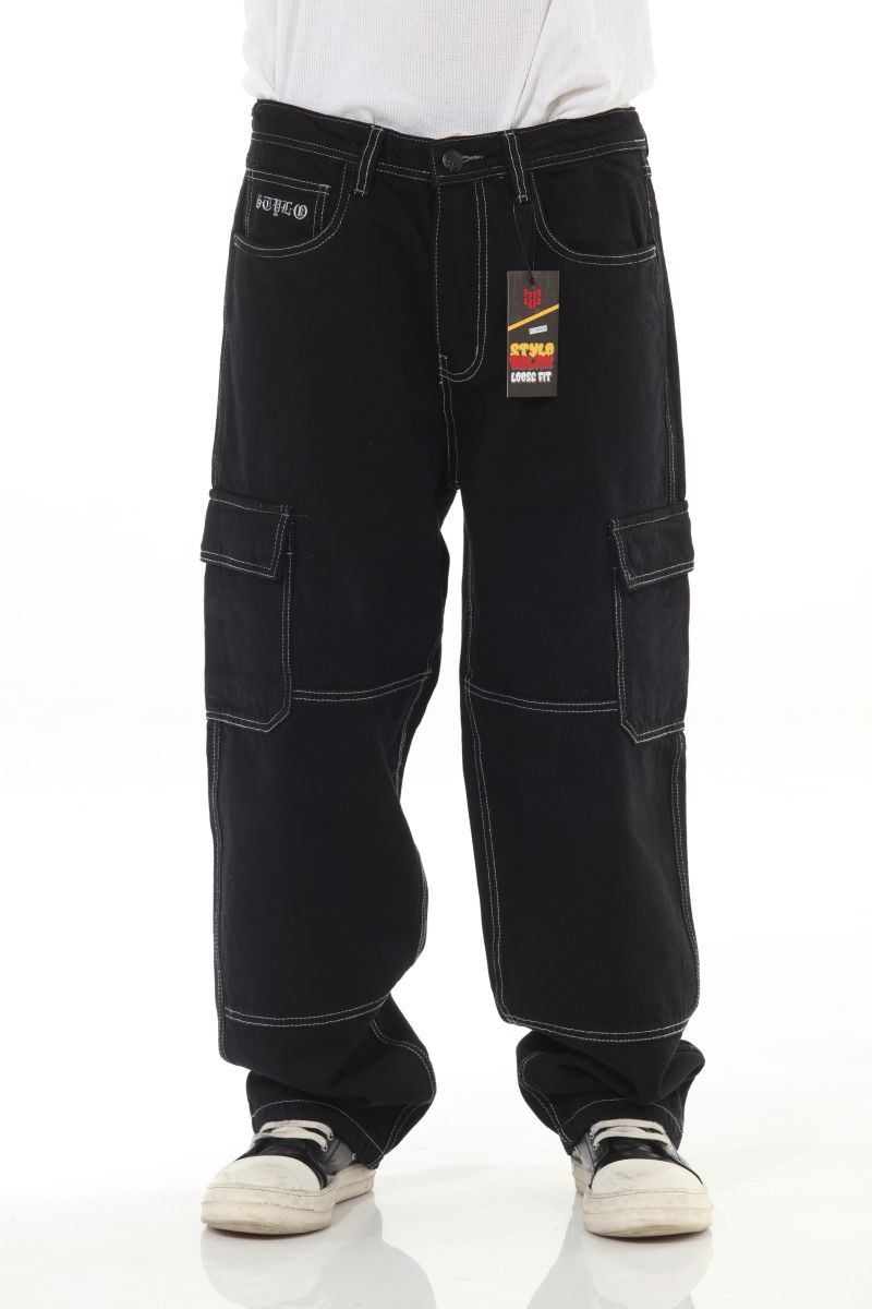 STYLO Skater Baggy Double Embroidery Jeans