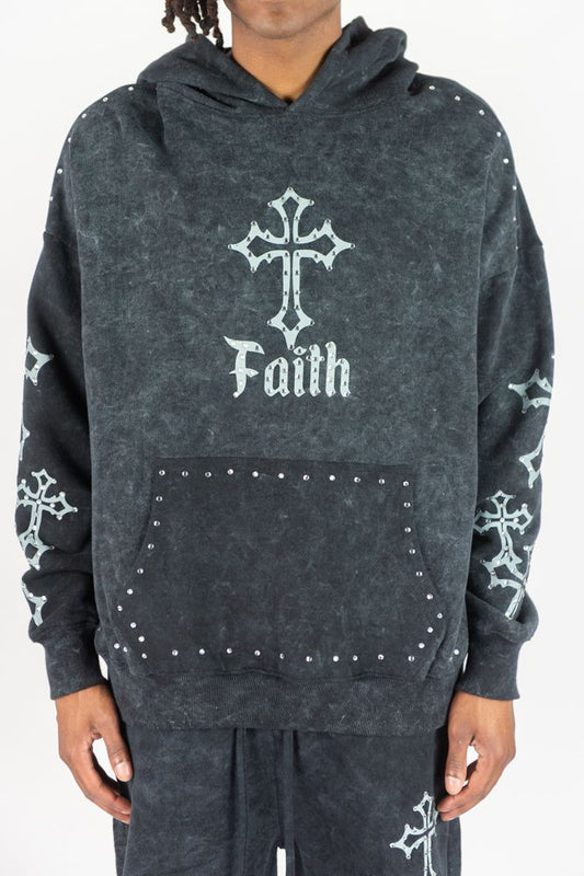 REBEL MINDS Stud Faith Oversized Hoodie