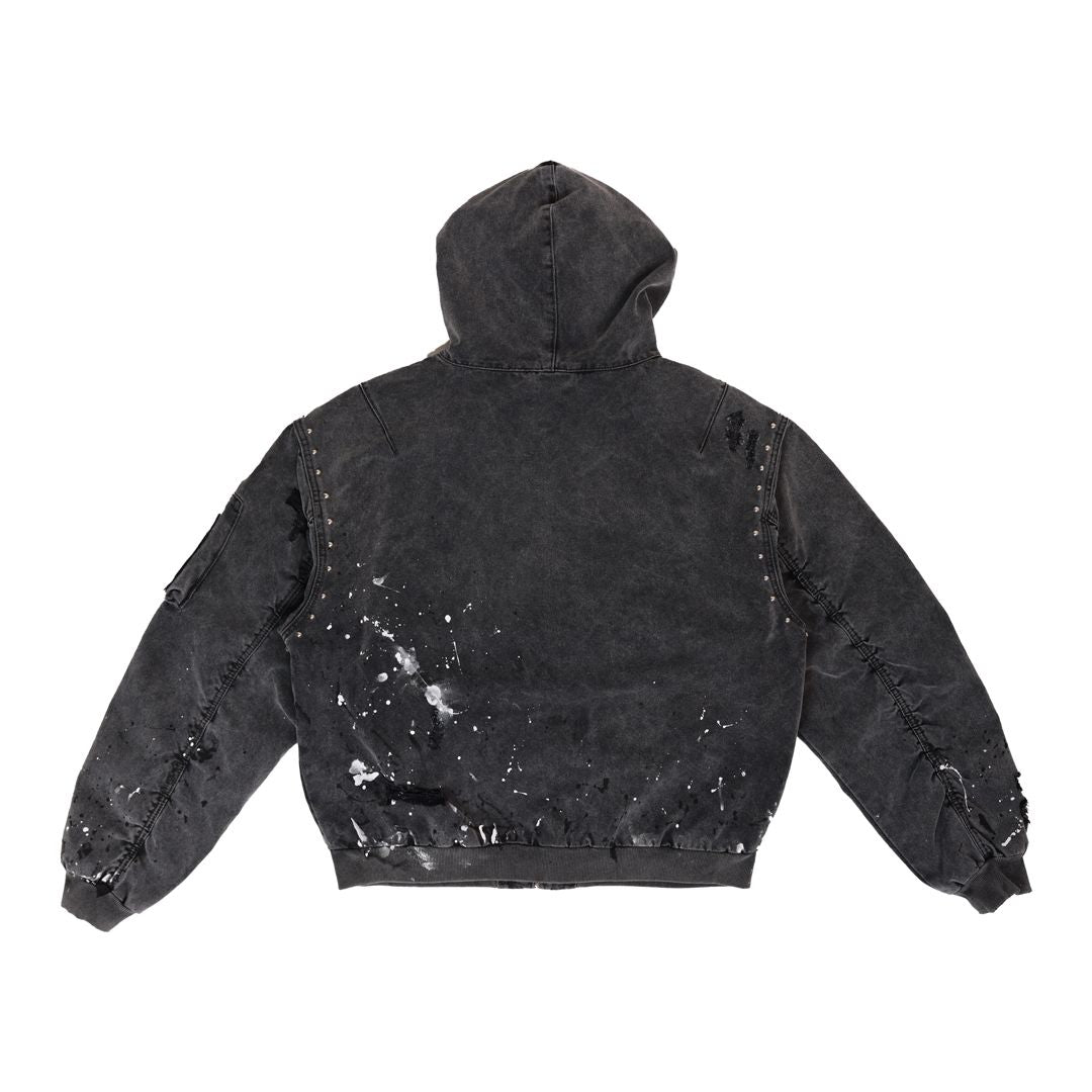 FIRST ROW Stud Cropped Hood Jacket