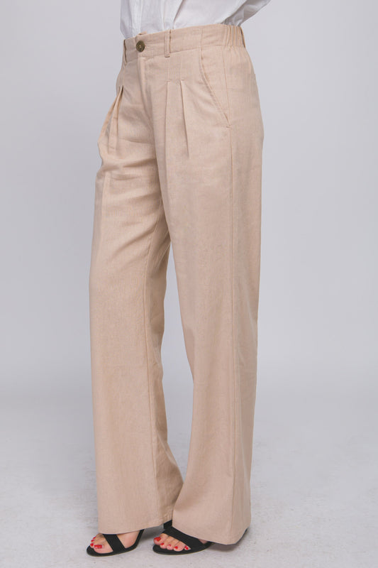 Linen Tailored Wide Leg Pants