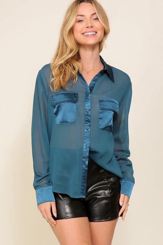 Open Sleeves Chiffon Shirt