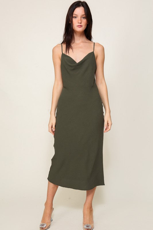 Brooklyn Airflow Cowl Neck Midi Dress
