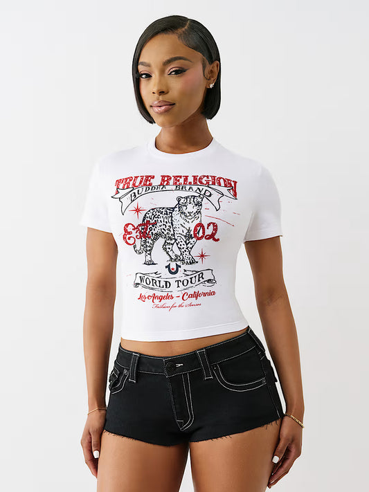 TRUE RELIGION Crystal Leopard Baby Tee
