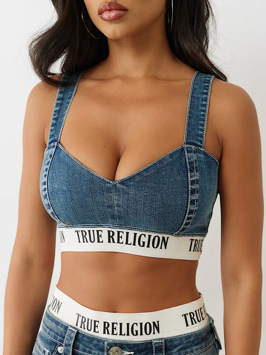 TRUE RELIGION Denim Bra Top