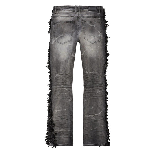SMOKE RISE Frayed Stacked Denim Jeans