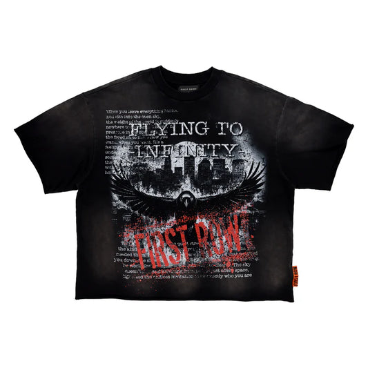 FIRST ROW Breaking News Flying To Infinity Cropped Tee