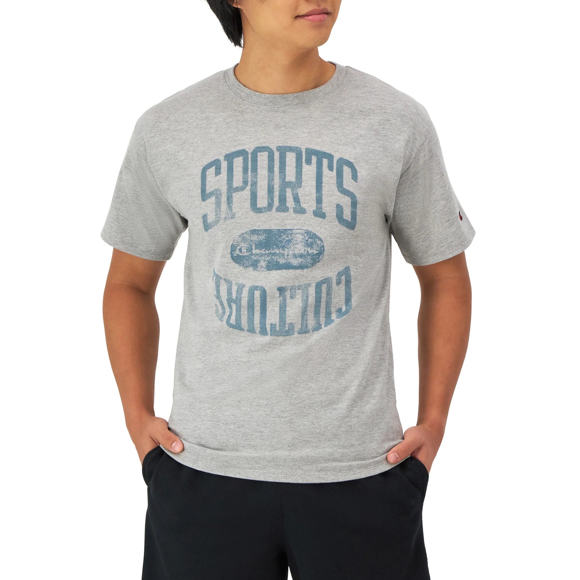 CHAMPION Sports Culture Classic Graphic T Shirt Heather Grey