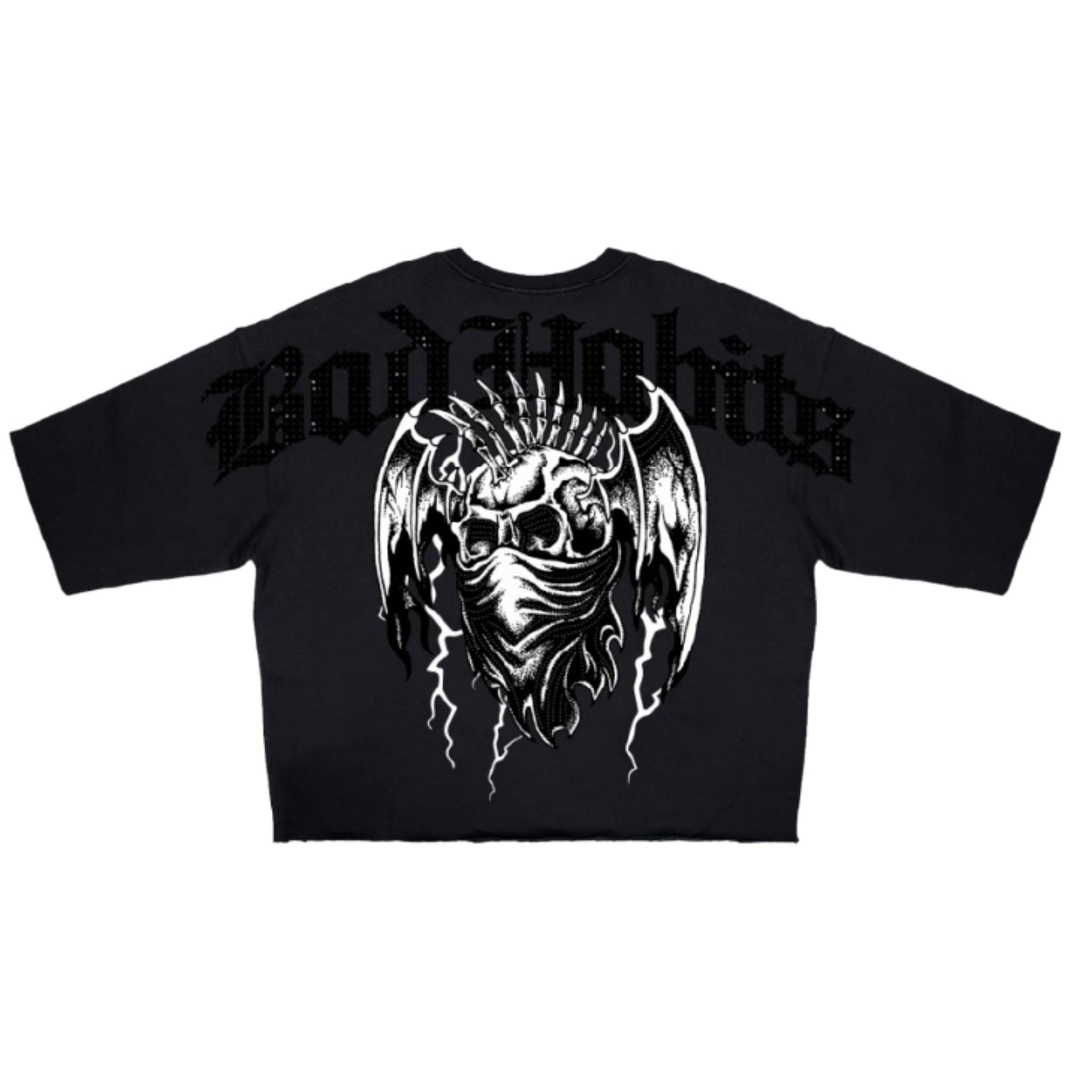 ROKU Punk Bad Habits Rhinestone Cropped Tee