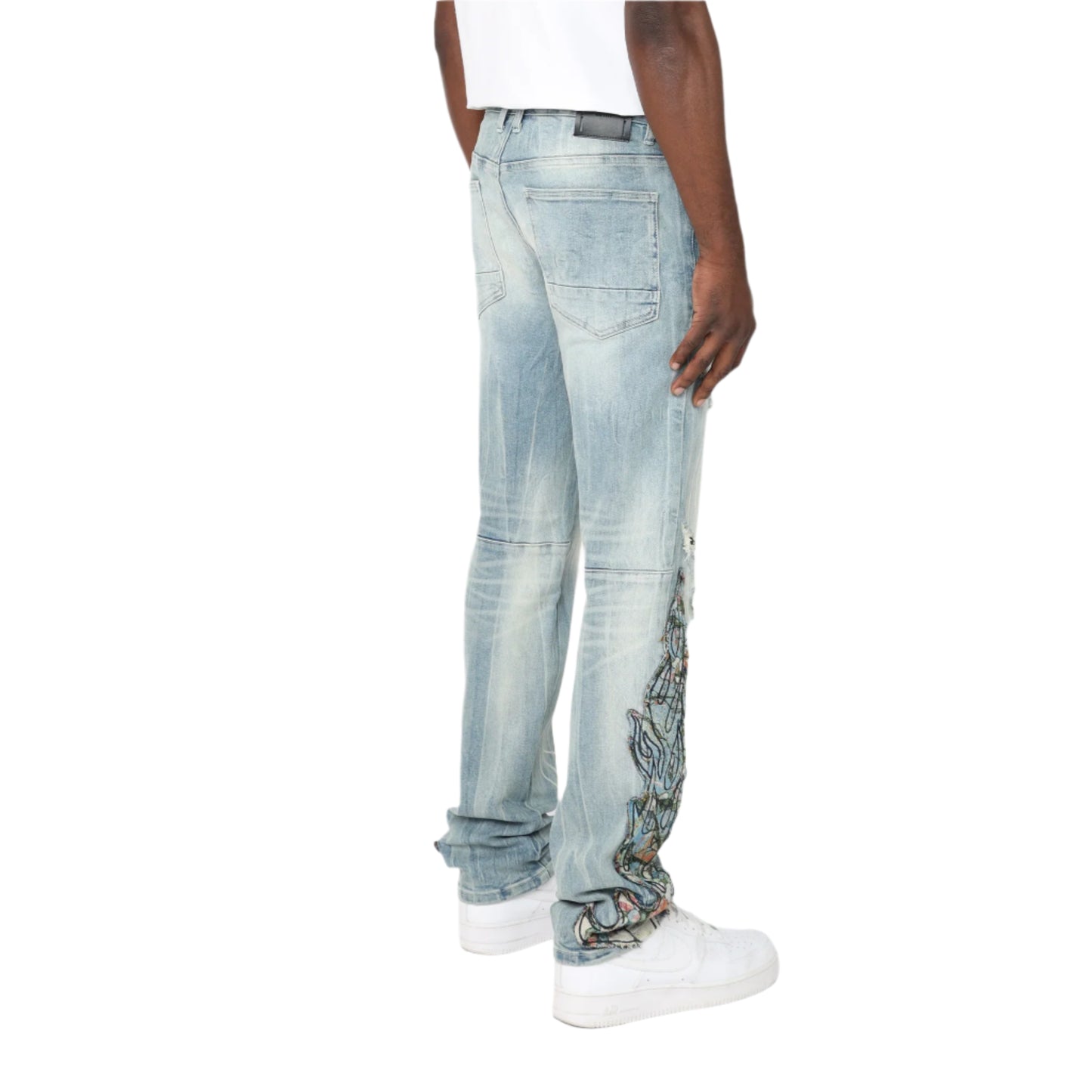 SMOKE RISE Long Slim Flame Tapestry Jeans