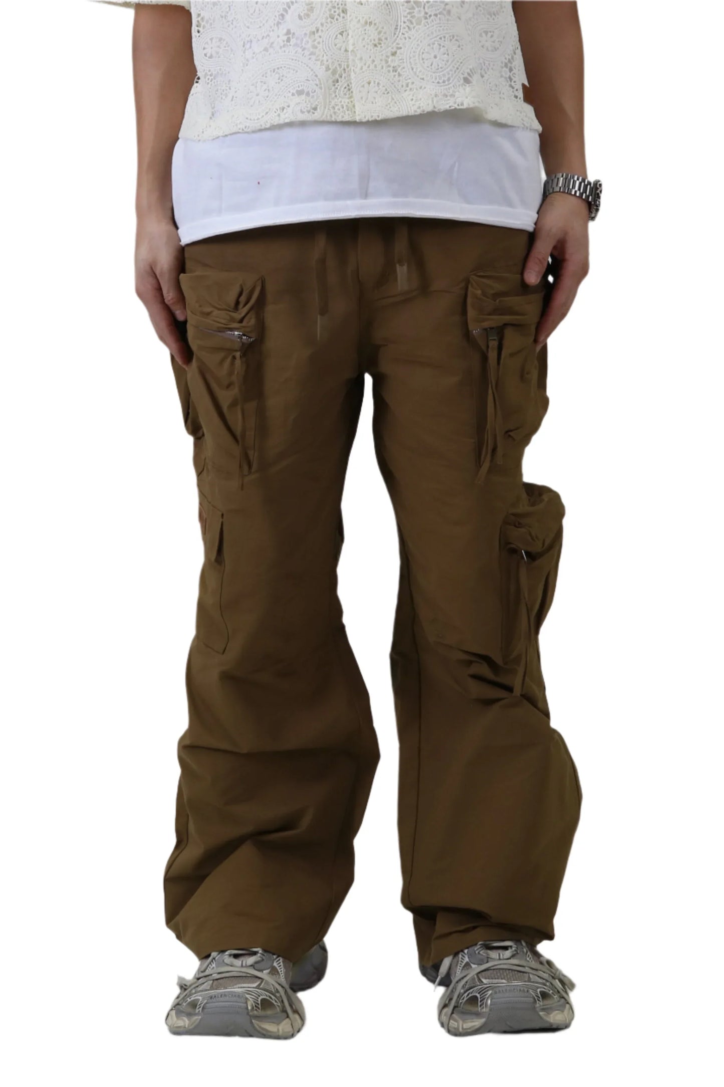 KLEEP Fine Twill Nylon Baggy Fit Cargo Pants