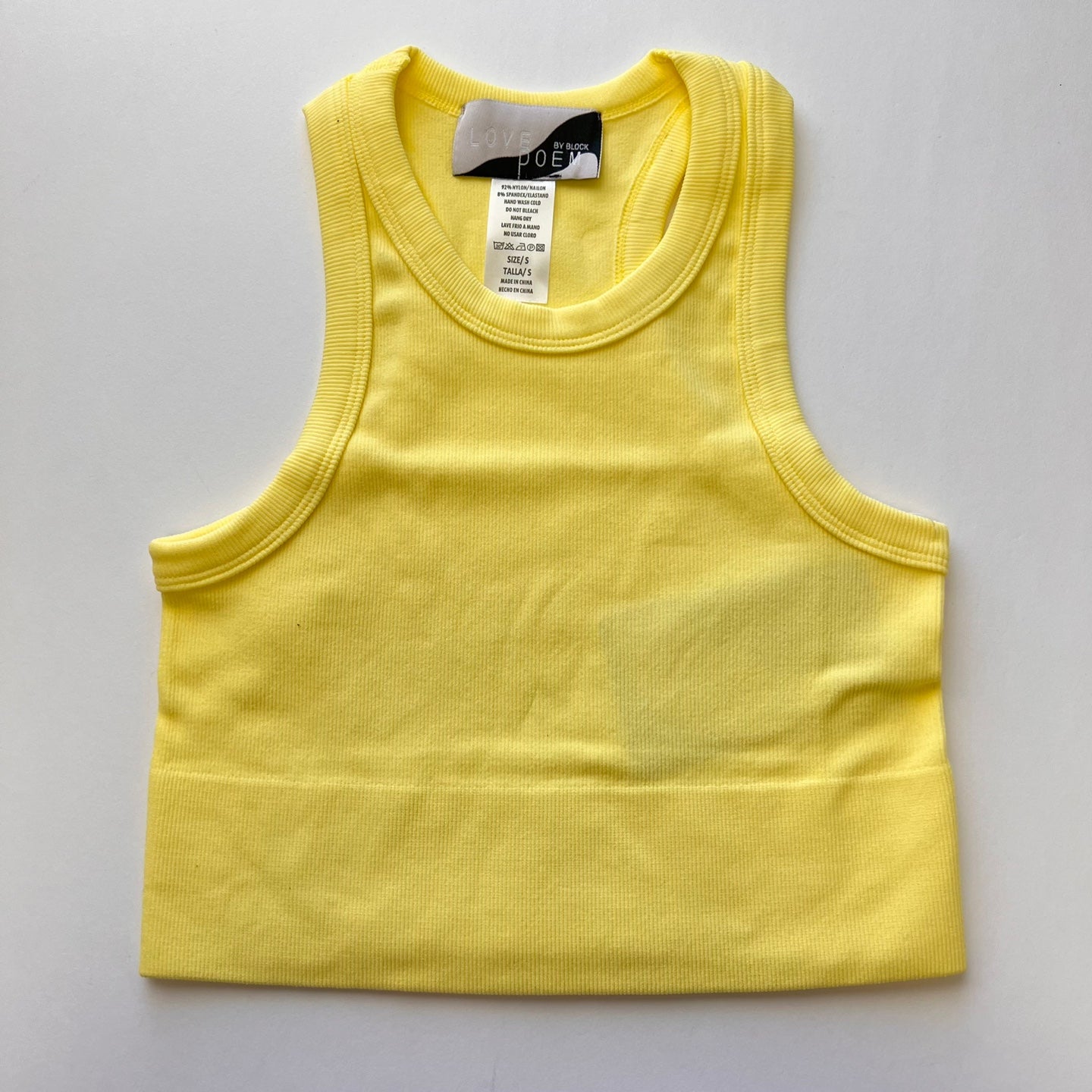 LOVEPOEM Women's Seamless Tibbed Wide Band Crop Top