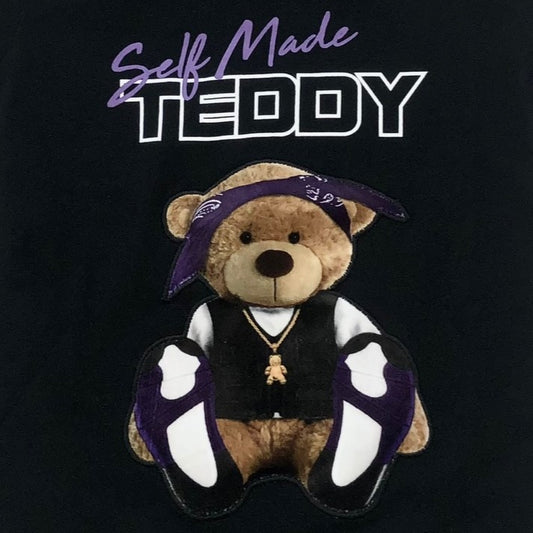 Kid’s Self Made Teddy Graphic T-Shirt - Black/Purple