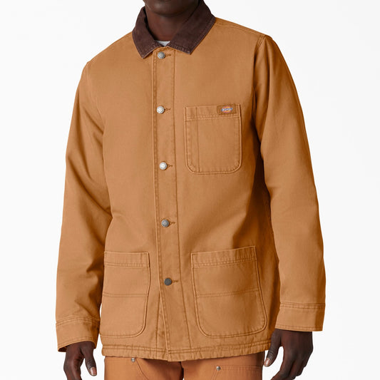 DICKIES Stonewashed Duck Lined Chore Coat - Duck Brown