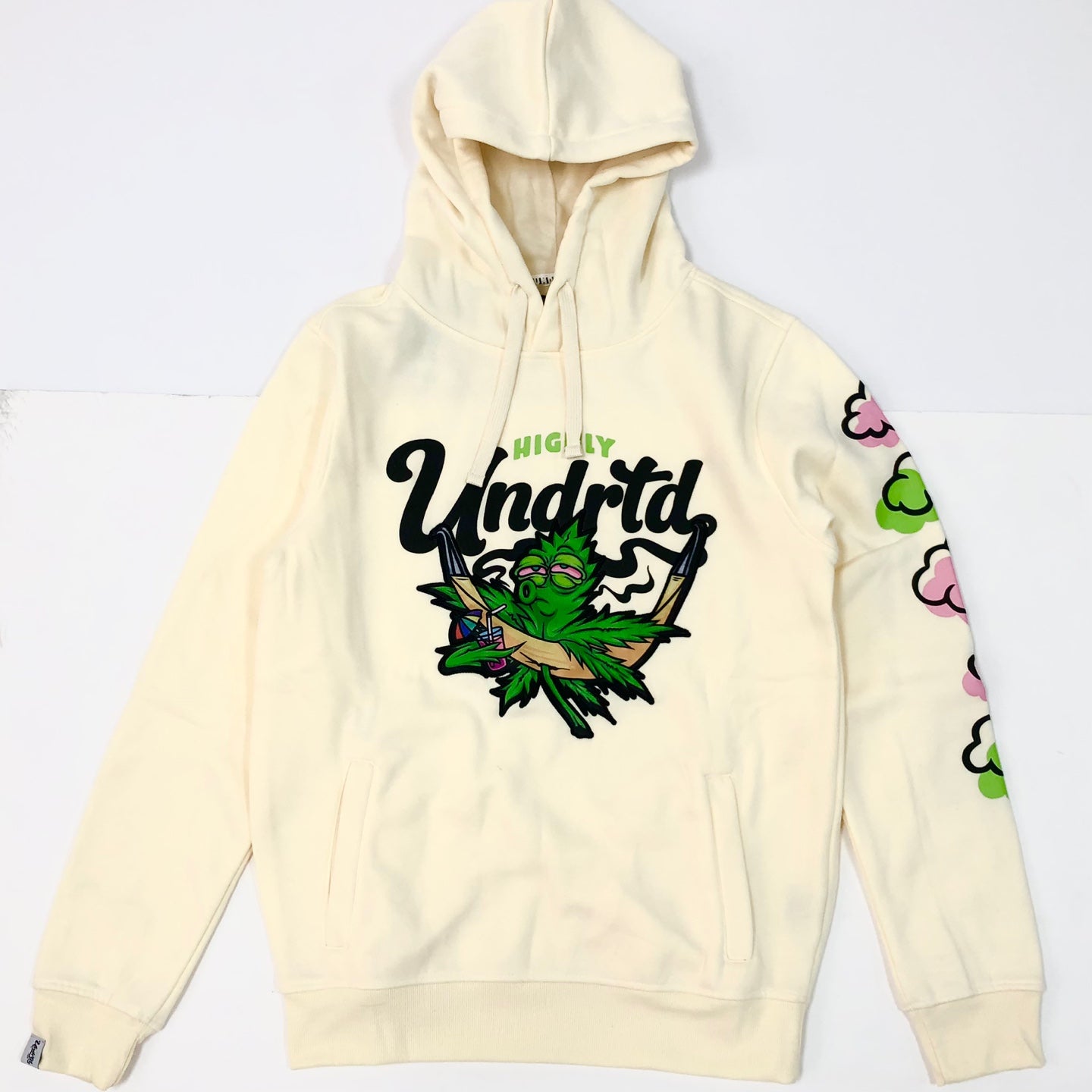 HIGHLY UNDRTD Smoky Vacation Graphic Pullover Hoodie Cream