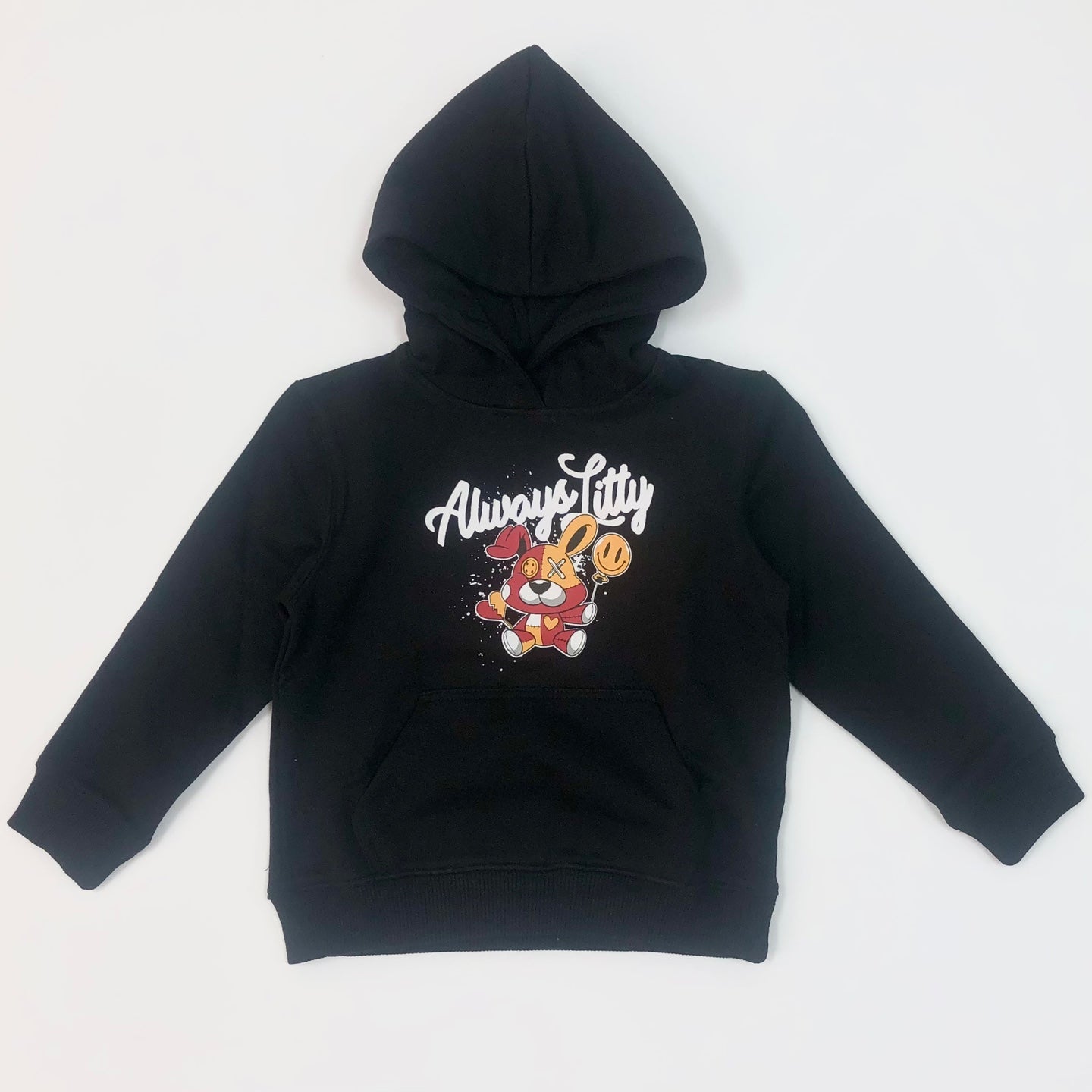 Premium Kid s Always Litty Graphic Pullover Hoodie Black Red K