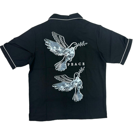 REBEL MINDS Peace Graphic Woven Shirt
