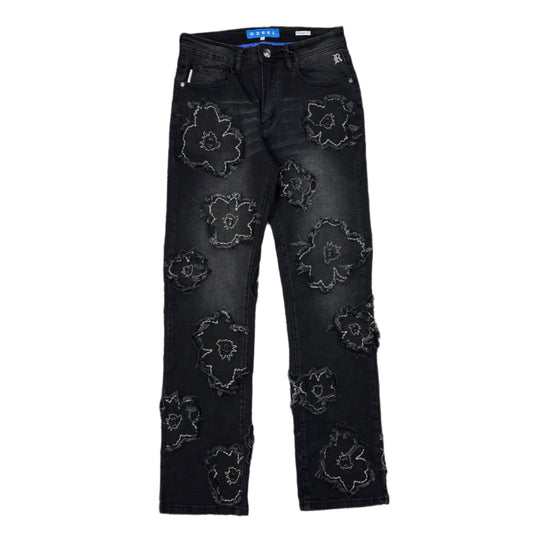R3BEL Floral Straight Fit Jeans - Black