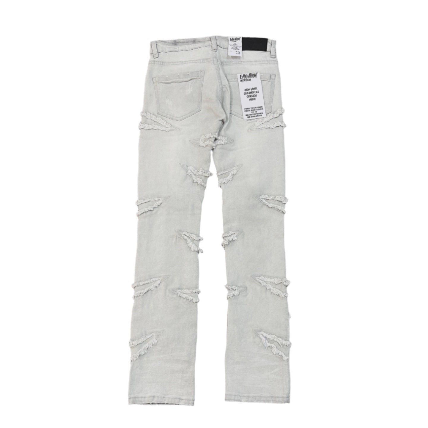 EVOLUTION Slim Fit Ripped Denim Pants - Grey