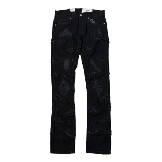 EVOLUTION Slim Fit Ripped Denim Pants - Jet Black