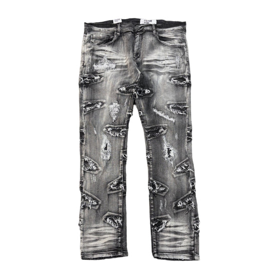 EVOLUTION Slim Fit Ripped Denim Pants - Wash Black