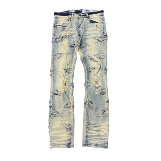 EVOLUTION Slim Fit Ripped Denim Pants - Light Tint