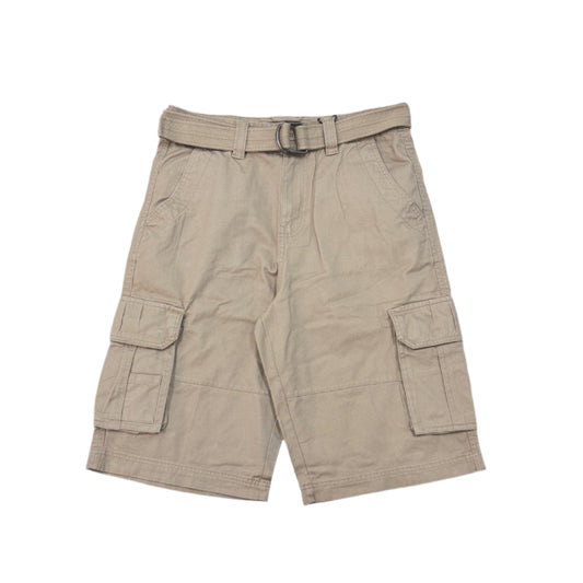 Khaki Military Cargo Shorts with Pockets