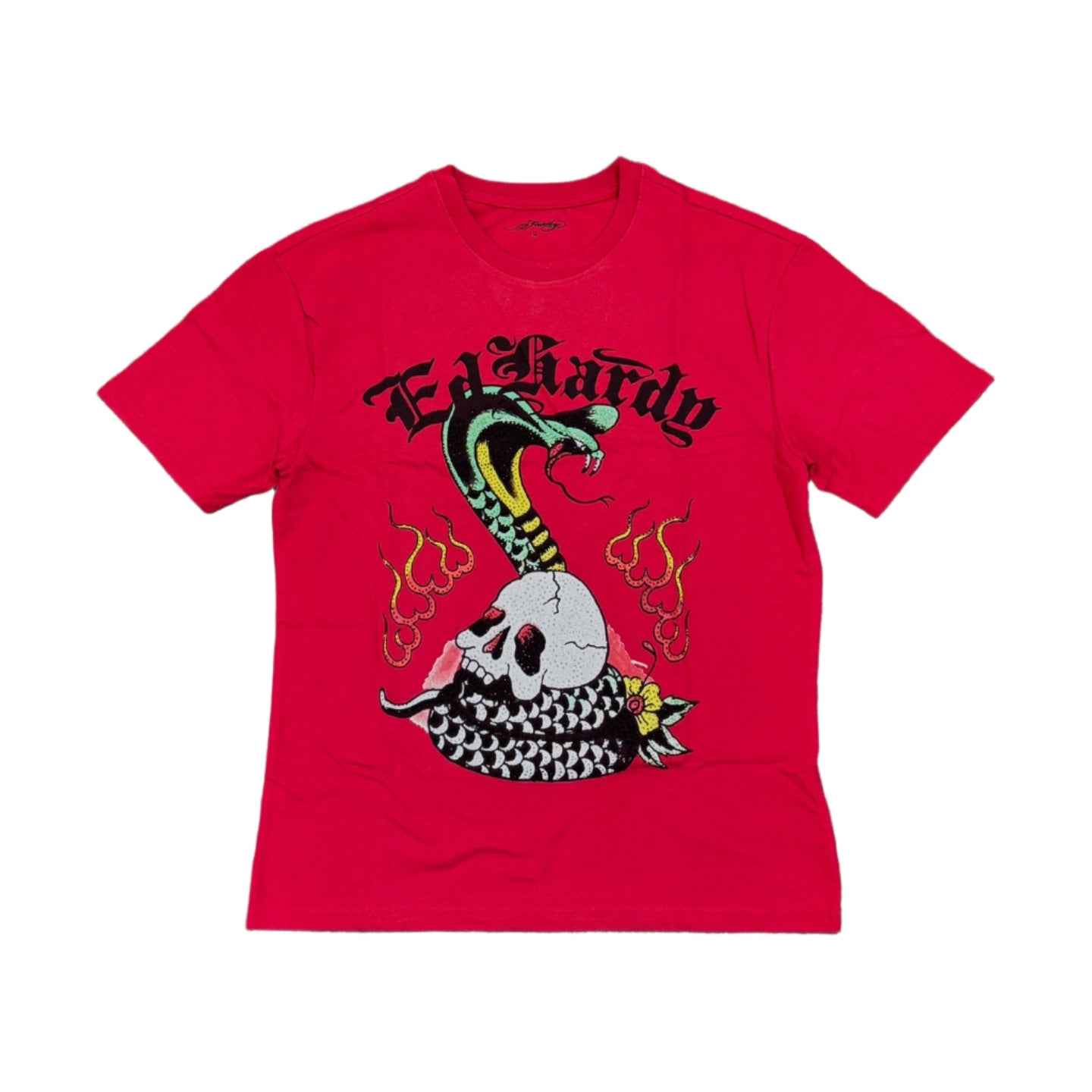ED HARDY Cobra Skull Box Vintage Wash Rhinestone Tee
