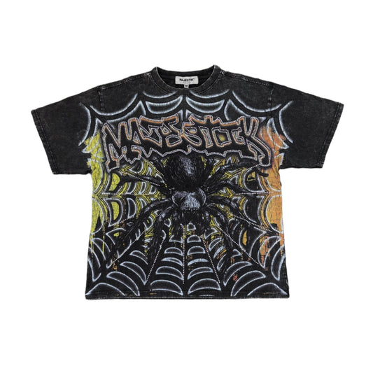 MAJESTIK Tarantula Garment Dyed Print Crop Tee