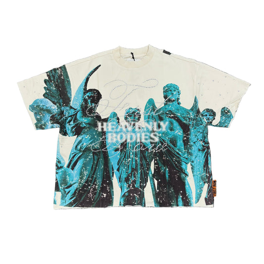 FIRST ROW Statues Rhine Stone Graphic Crop Tee