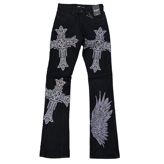 KLOUD9 Rhinestone Stack Jeans