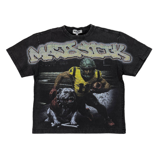 MAJESTIK Bulldog Football Graphic Crop Tee