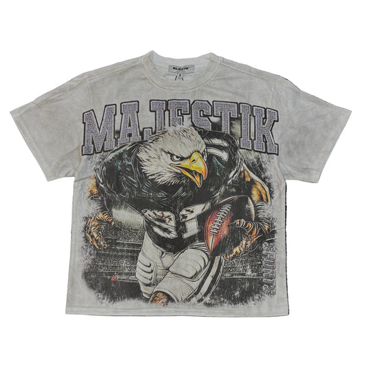 MAJESTIK Eagle Football Graphic Crop Tee