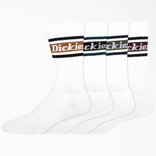 DICKIES Rugby Stripe Socks, Size 6-12, 4-Pack - White