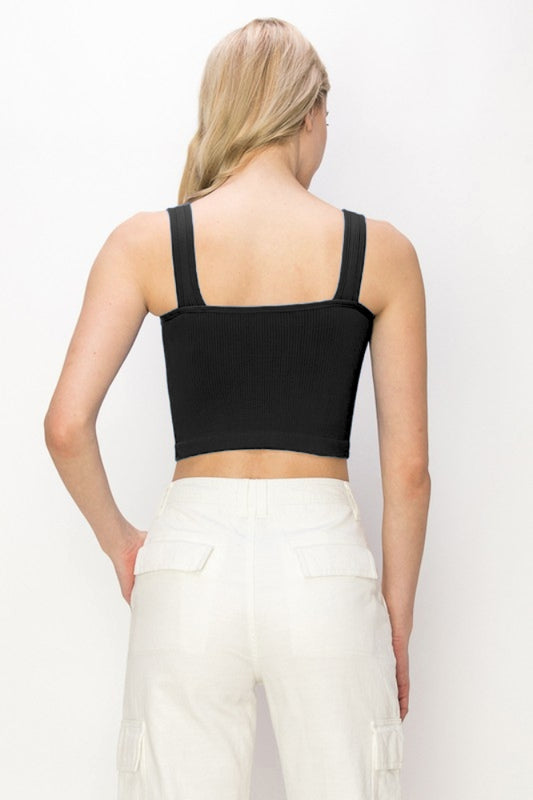 Ribbed Square Back Seamless Tank Top