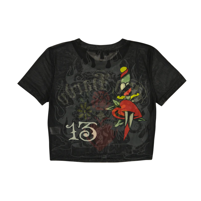 ED HARDY Heart Tiger Power Mesh Baby Tee