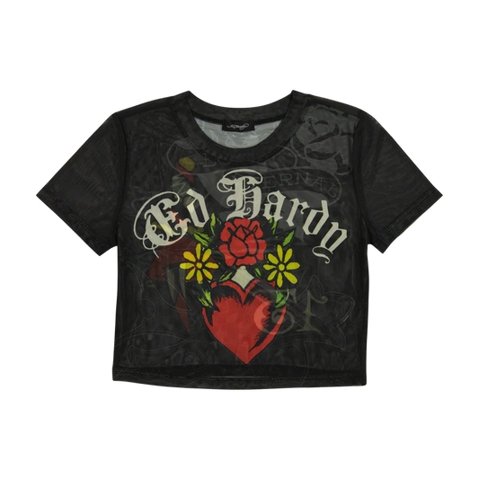 ED HARDY Heart Tiger Power Mesh Baby Tee