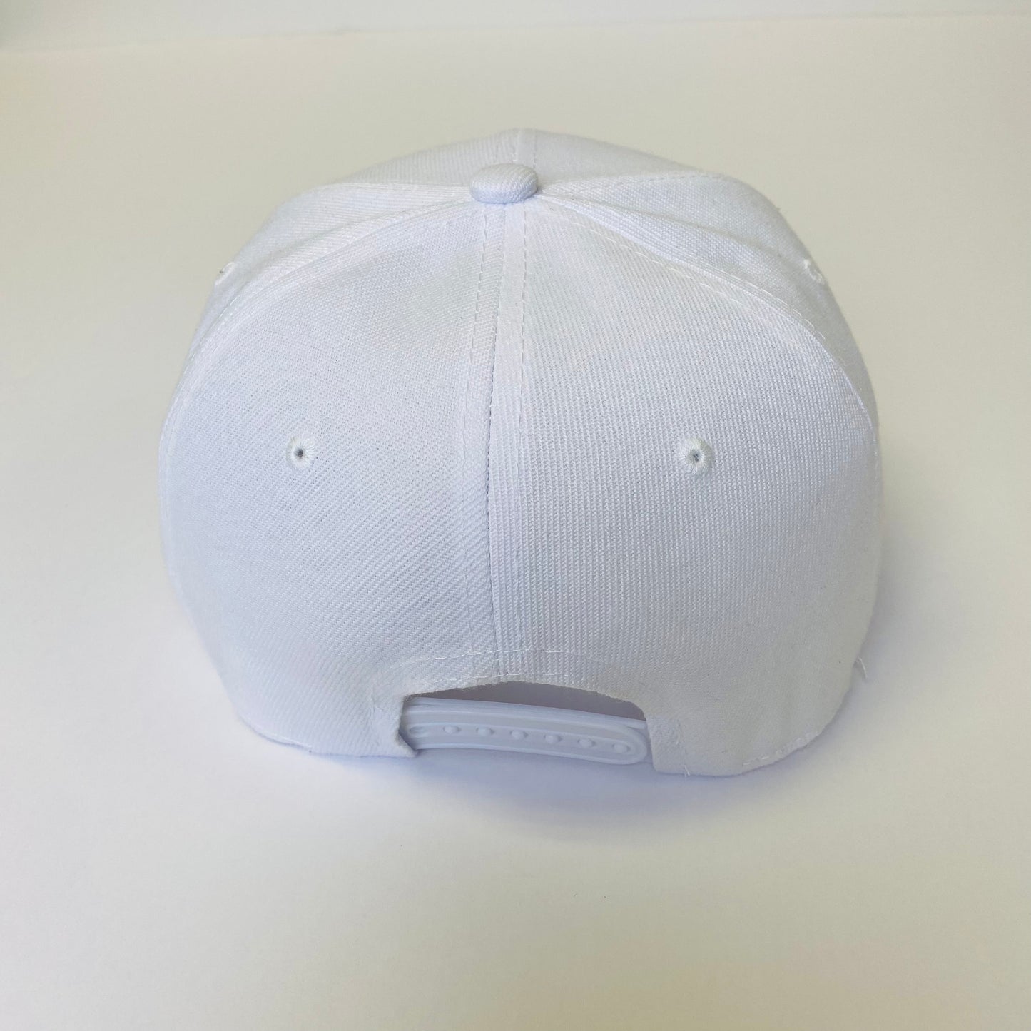 Plain Snapback 5 Panel Hat - White