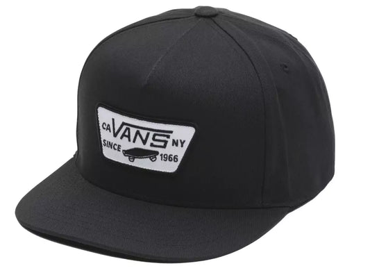 VANS Snapback Hat Mens One Size Adjustable Cotton Patch Logo Black