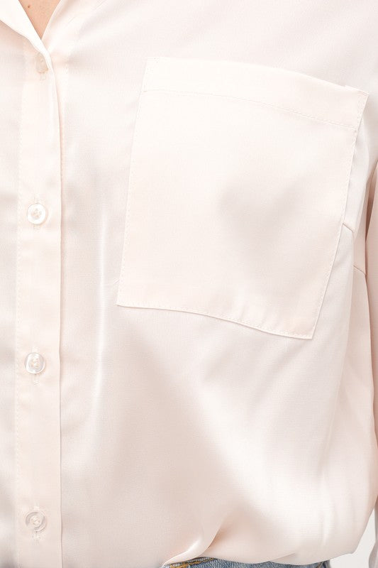 Sikly Satin Hi-Low Long Sleeve Shirt