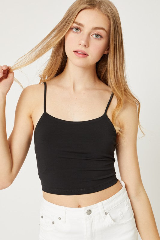 Solid Cropped Corset Tie Back Tank