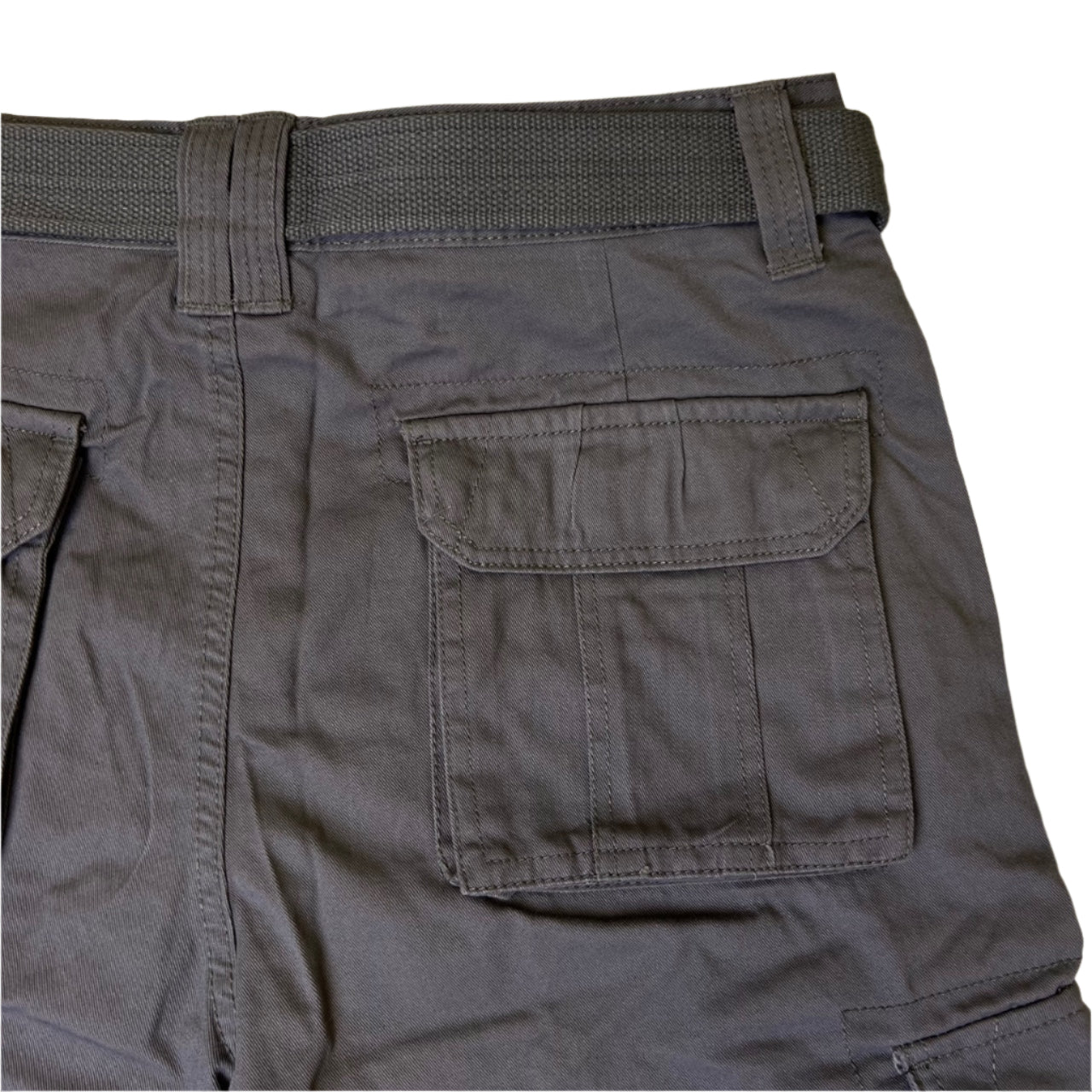 Grey Military Cargo Shorts with Pockets