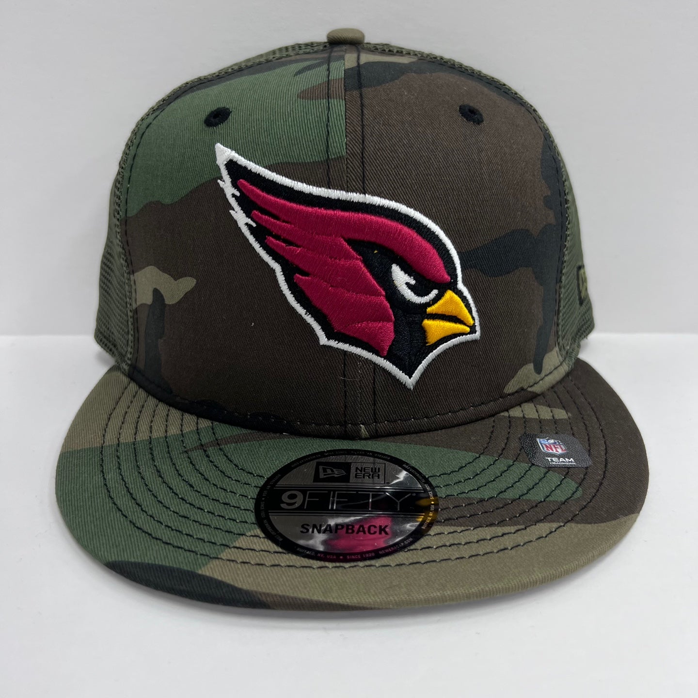 Men's New Era Camo/Olive Arizona Cardinals Trucker 9FIFTY Snapback