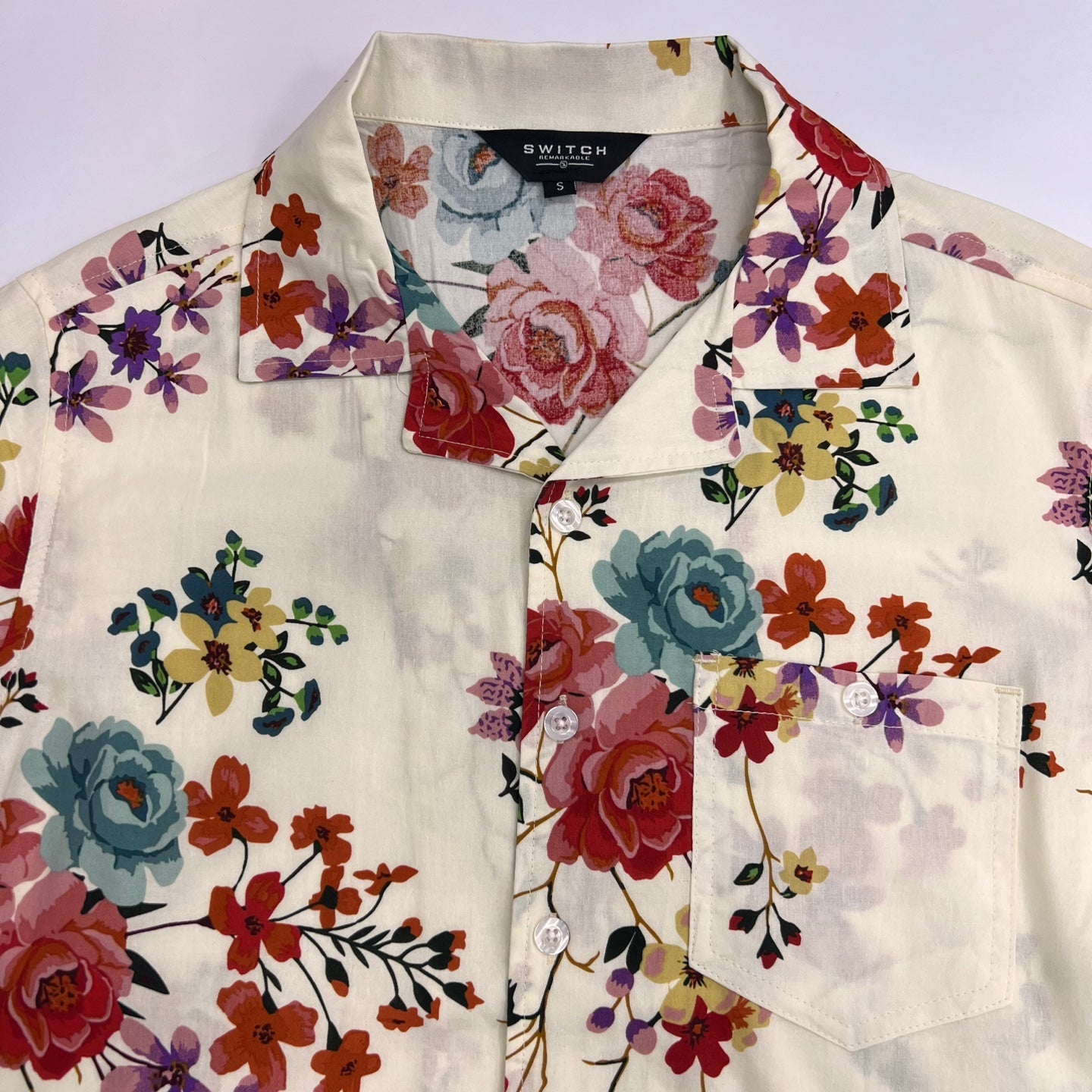 SWTICH Floral Graphic Print Woven Shirts - White
