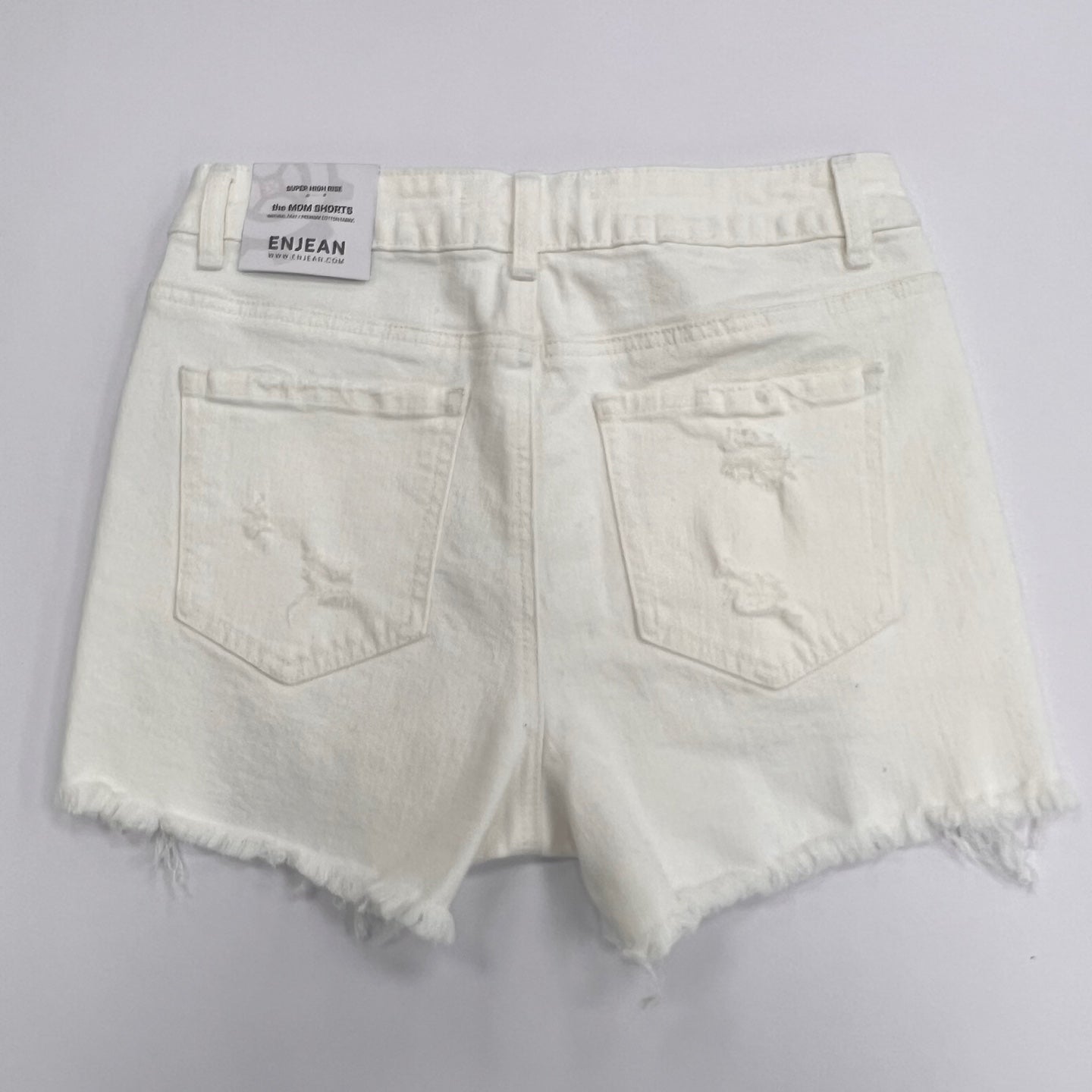 Super High Rise Destructed Mom Shorts