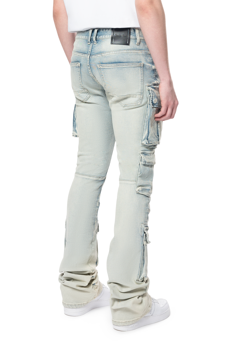 SMOKE RISE Stacked Utility Multi Pocket Cargo Jeans