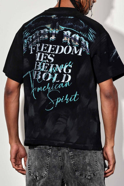 FIRST ROW Freedom Heavy Washed Graphic T-Shirt