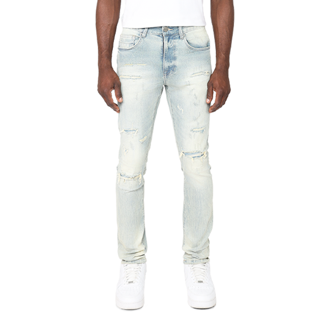 SMOKE RISE Super Skinny Distressed Rip and Repair Jeans