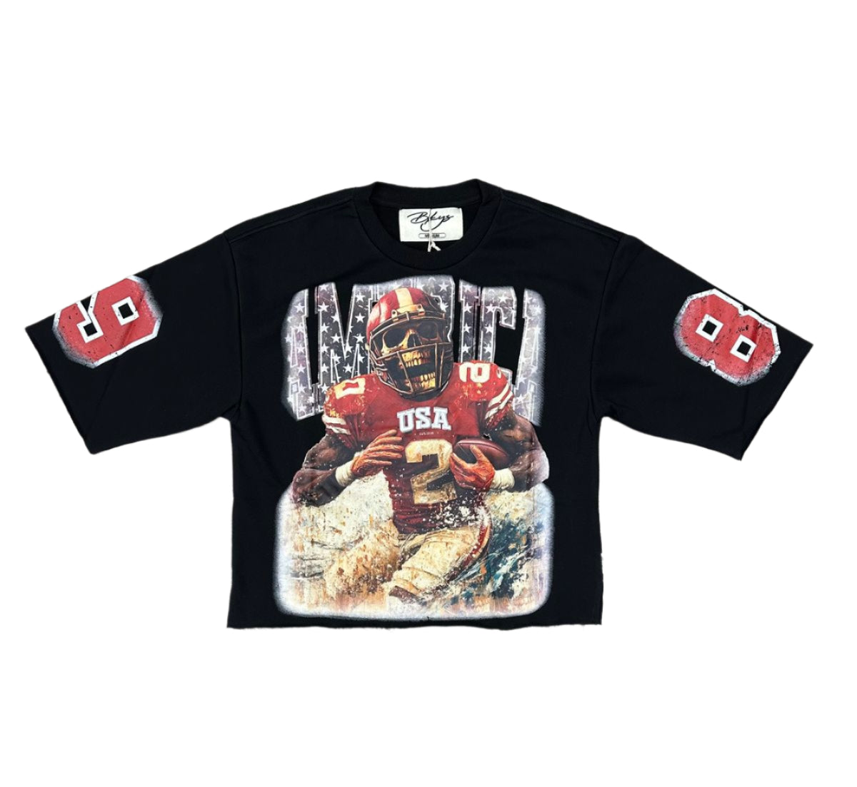 BKYS Football Skull F-Terry Cropped T-Shirt