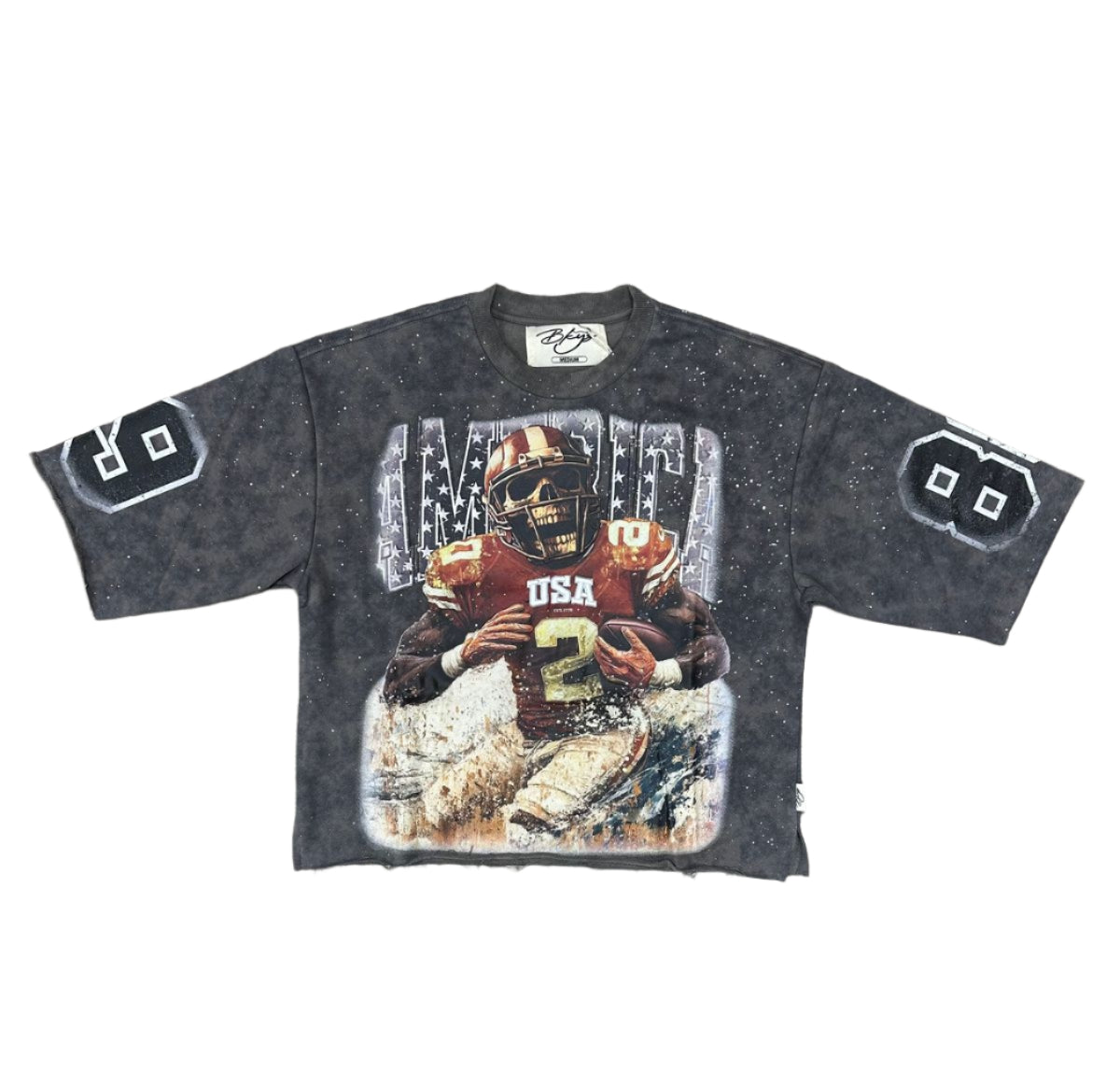 BKYS Football Skull F-Terry Cropped T-Shirt